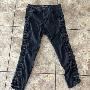 Black Arizona Jeans with lacing up the sides. Size 11